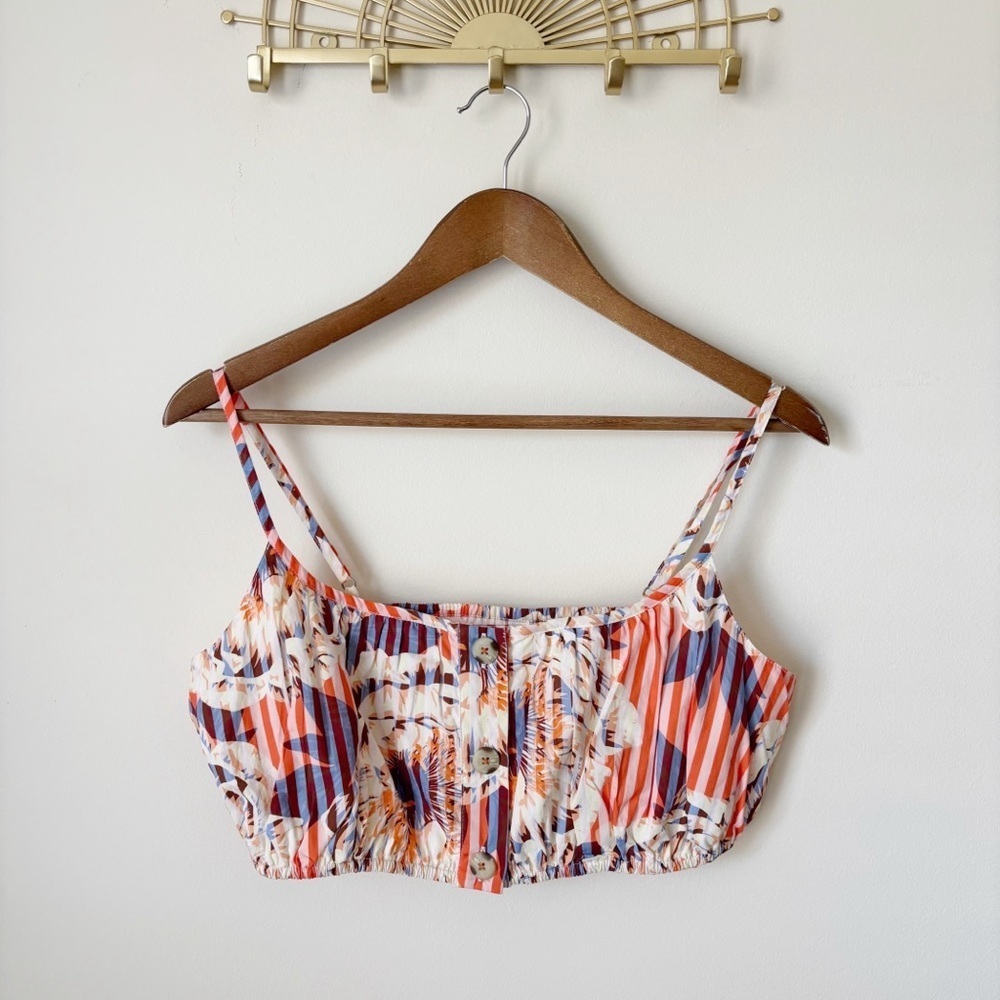 Anthropologie Floral Striped Cropped Tank Top Medium NEW NWT - Picture 8 of 8